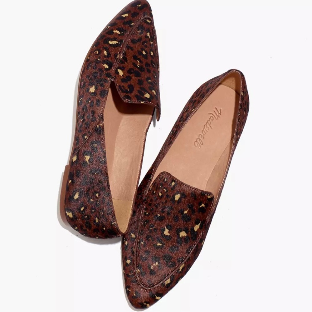 Madewell The Francis Skimmer Loafer in Painted Leopard Calf Hair Size 10